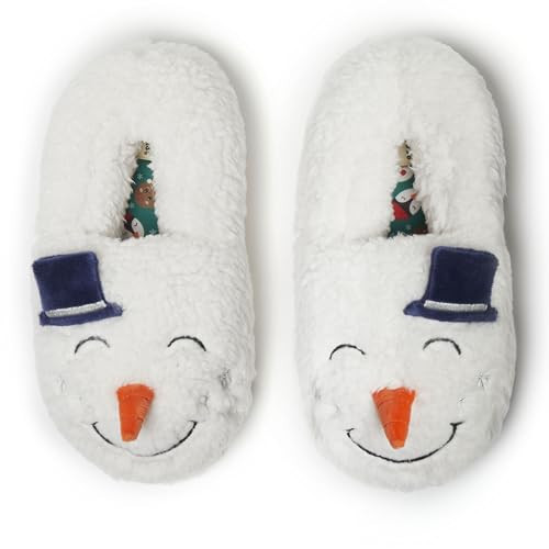 Dearfoams Unisex Matching Family Holiday Christmas Reindeer & Turkey Scuff Slipper, Adult Snowman, 7-8 US Women | Amazon (US)