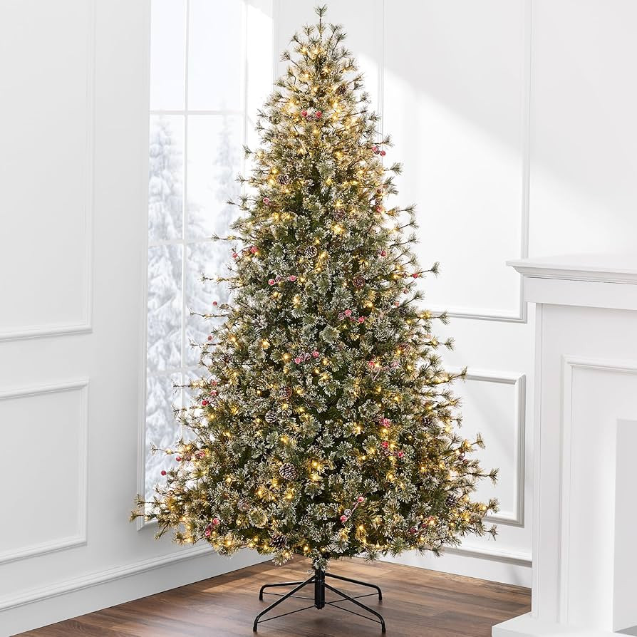 Best Choice Products 9ft Pre-Lit Cashmere Christmas Tree, Premium Semi-Flocked Artificial Holiday... | Amazon (US)