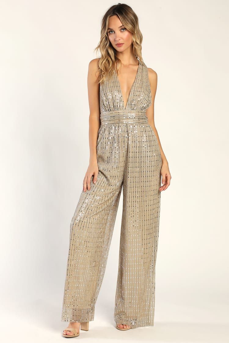 Ailey Gold and Silver Twist Back Wide Leg Jumpsuit | Lulus (US)