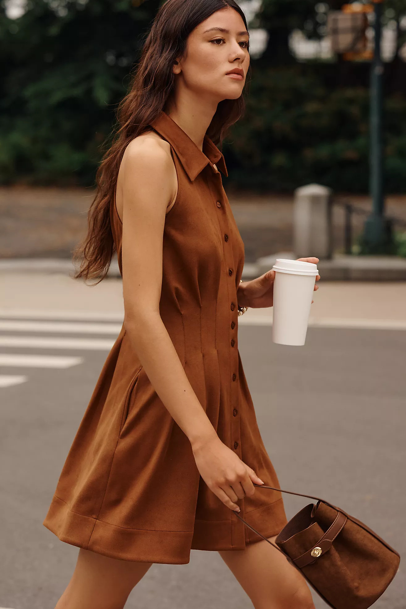 Exquise Tobie Faux-Suede Pintuck Mini Dress | Anthropologie (US)