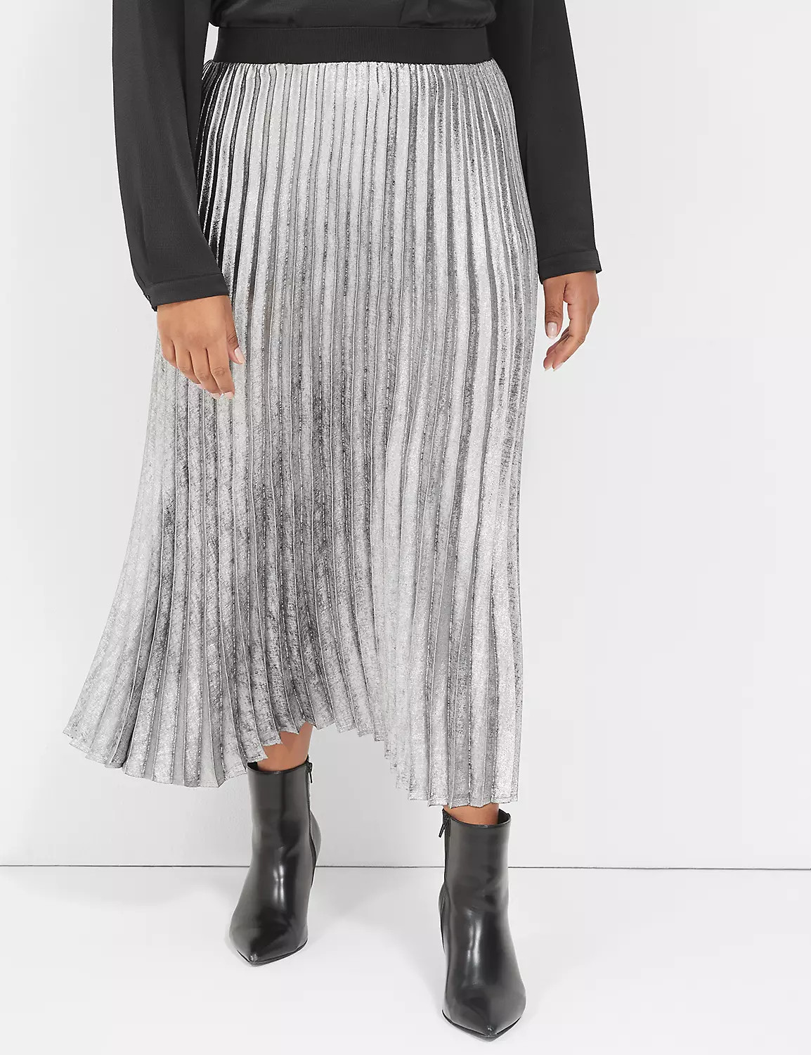Metallic Pleated Midi Skirt | LaneBryant | Lane Bryant (US)