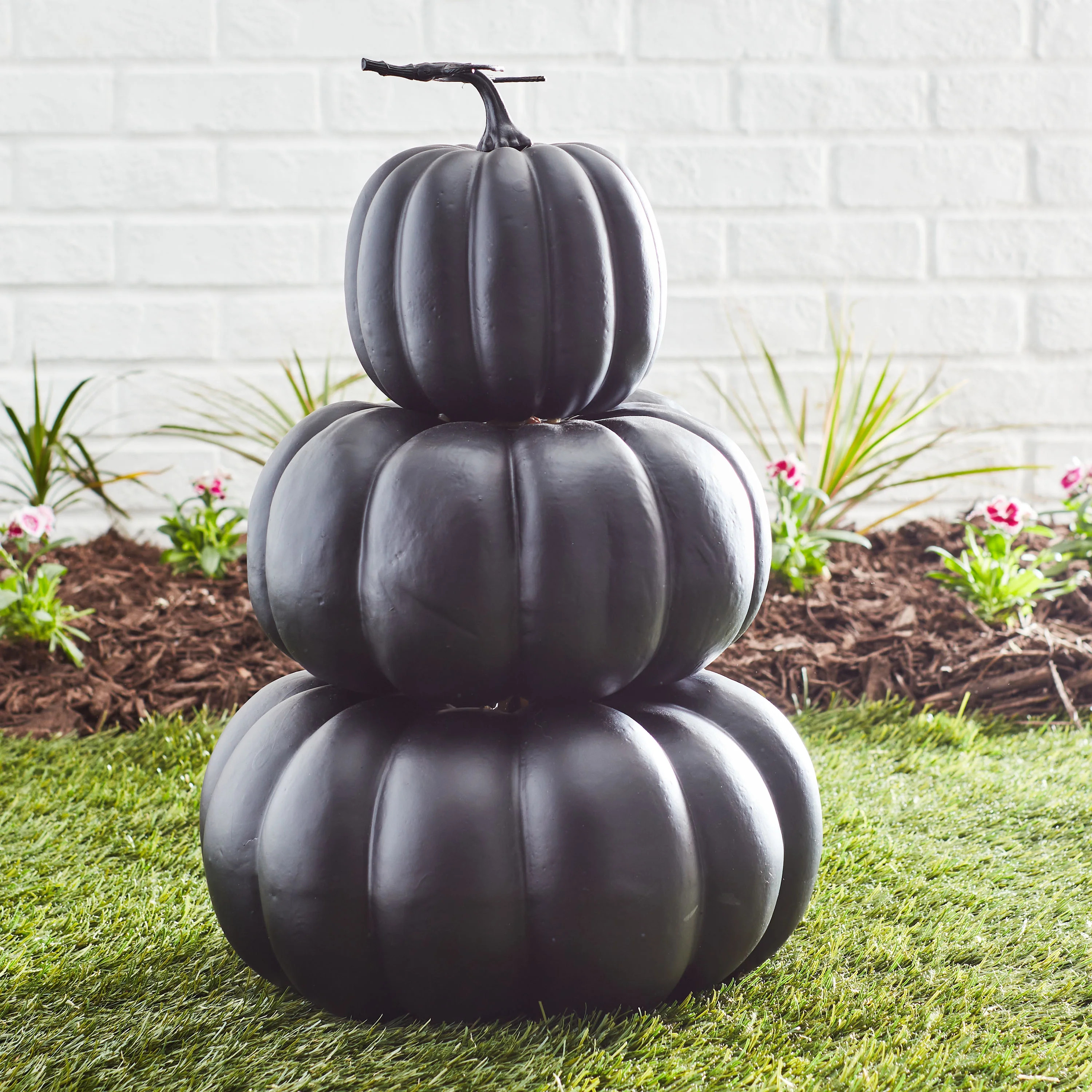 Way to Celebrate Harvest 22.5" Height Black Stack Pumpkin Decoration | Walmart (US)