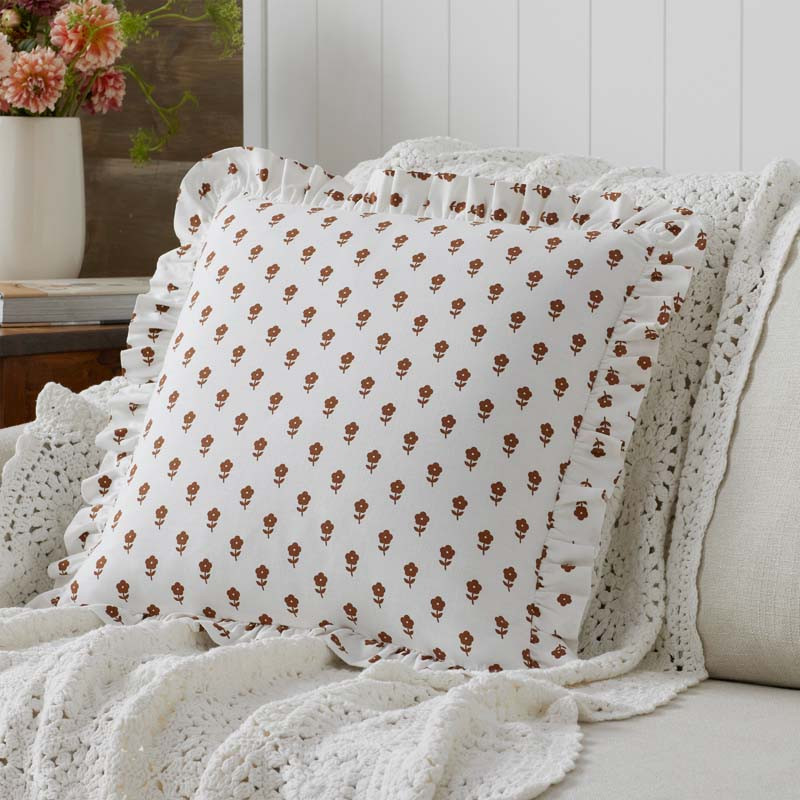 Flowers Decorative Square Pillow Cover -  Flowers Nutmeg, 20 in. x 20 in. | The Company Store