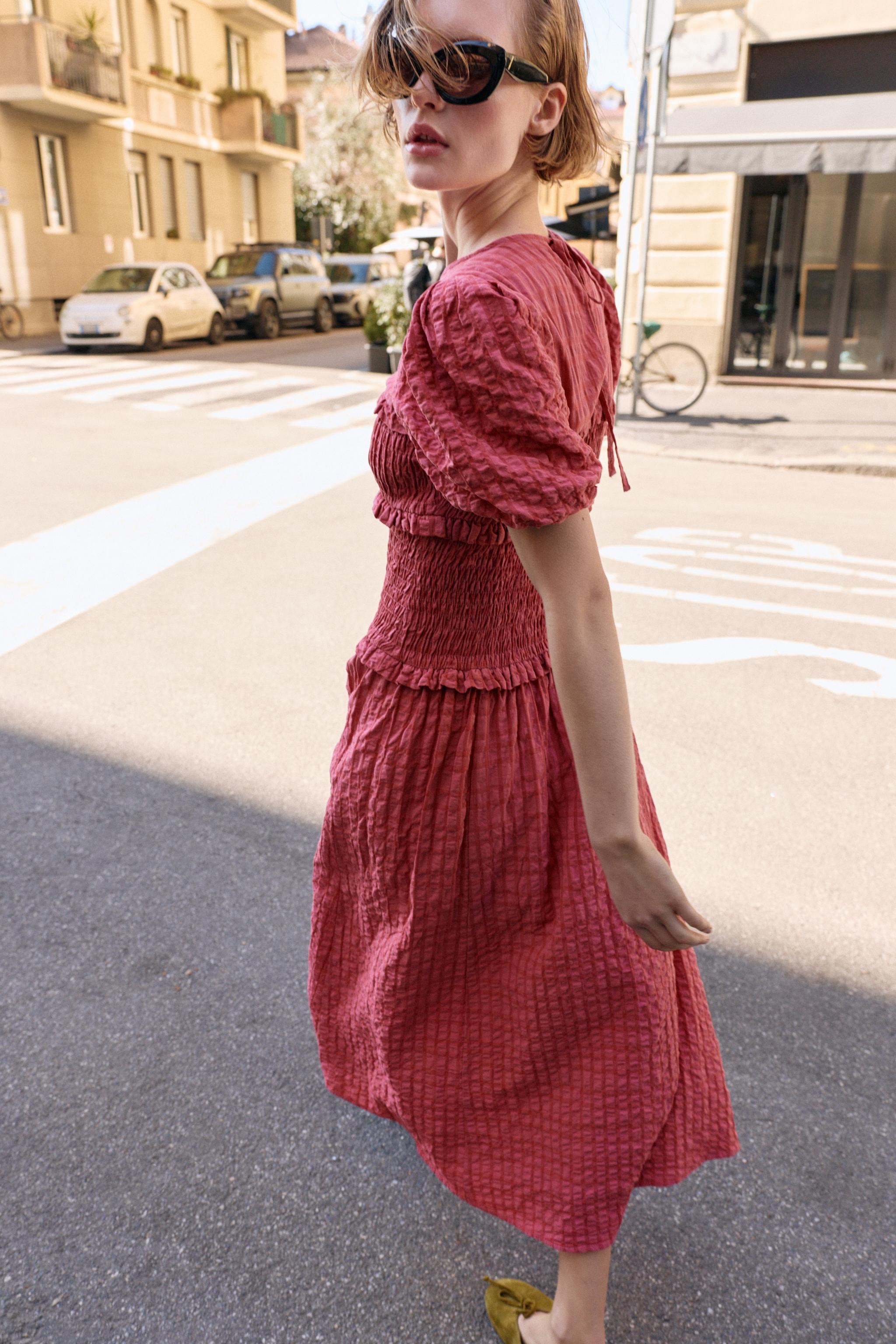 SMOCKED MIDI DRESS | Zara US