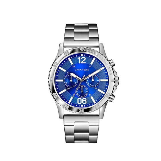 Men's Caravelle by Bulova Chronograph Watch with Blue Dial (Model: 43A145)|Zales | Zales