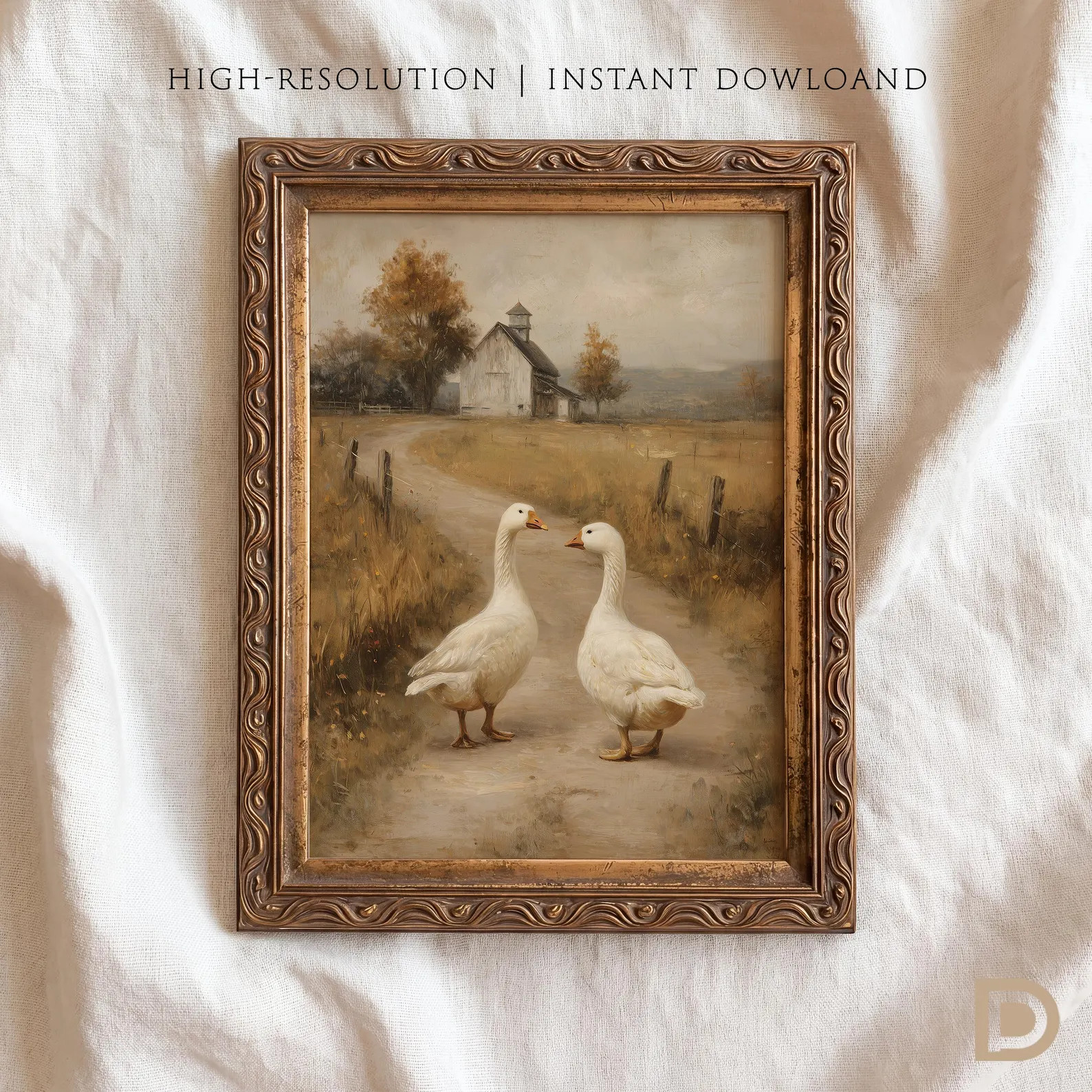 Farmhouse Goose Wall Art, Vintage Autumn Landscape, Rustic Country Decor (Digital Download) | Etsy (Global)
