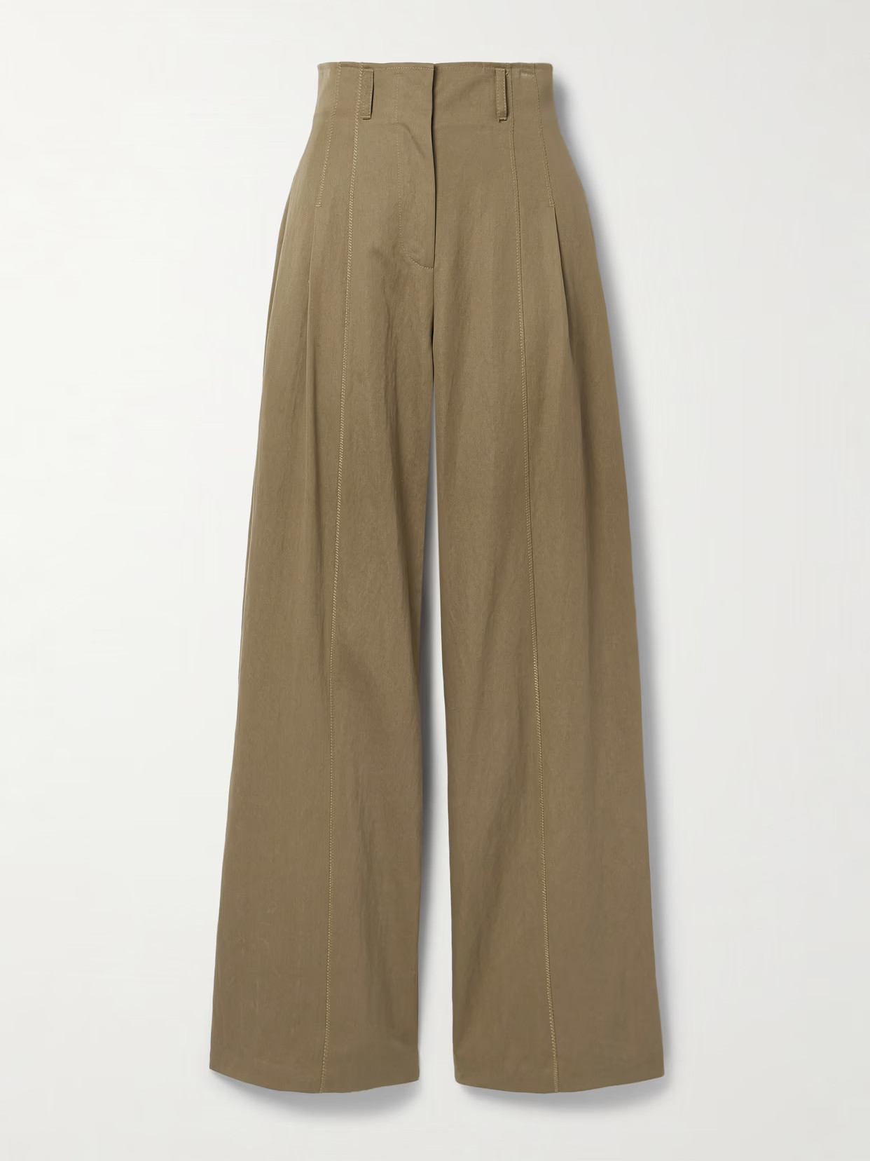 Ulla Johnson - Delvine Pleated Lyocell-blend Twill Wide-leg Pants - Neutrals | NET-A-PORTER (US)