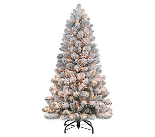 Puleo Pre-Lit 4.5' Flocked Virginia Pine Christ mas Tree | QVC
