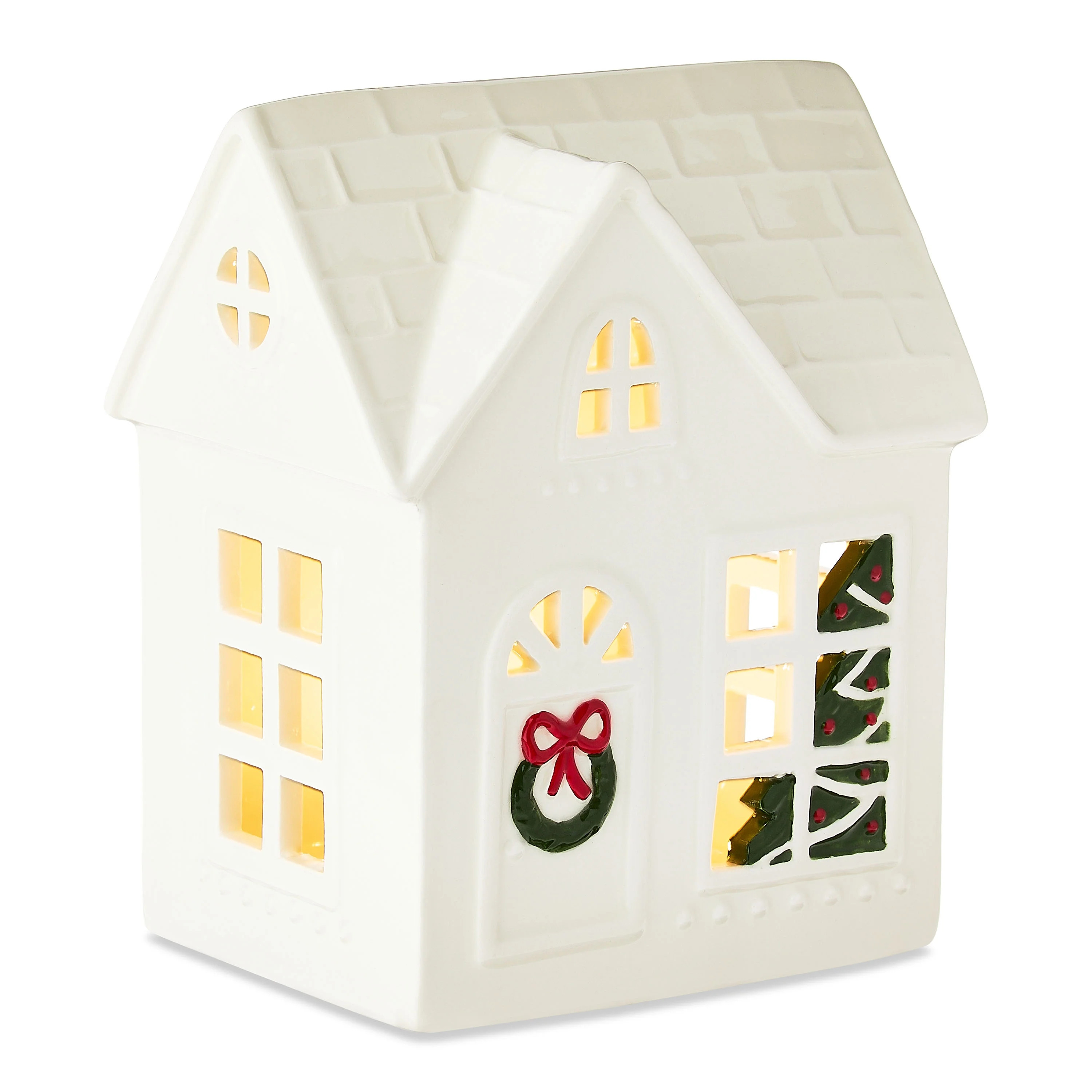 Light-Up LED Ceramic House Christmas Tabletop Decoration, White, 6.75", by Holiday Time | Walmart (US)