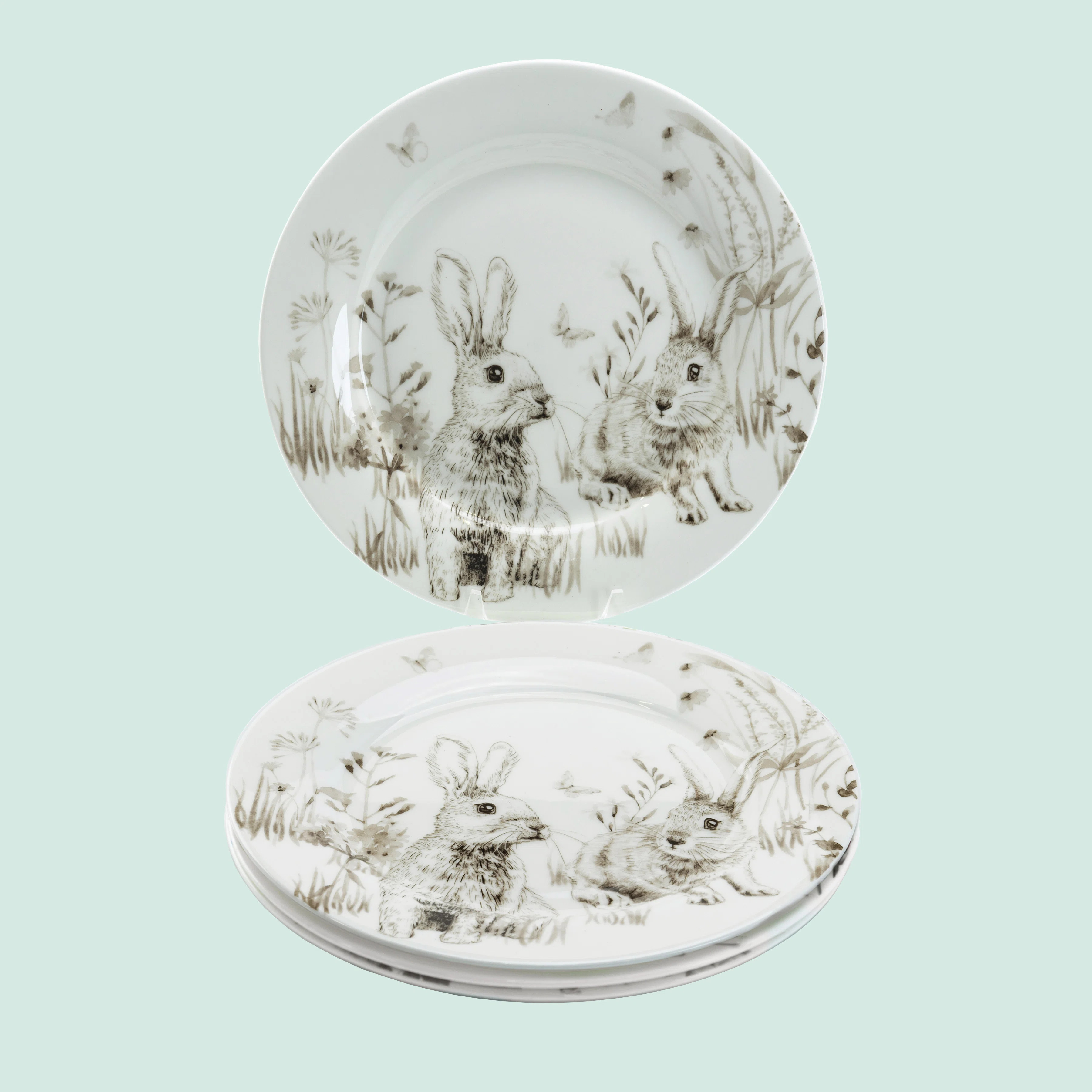 Grace's Tea Ware Grey Bunny Bone China Dessert Plate 7.5-Inch Set Of 4 & Reviews | Wayfair | Wayfair North America