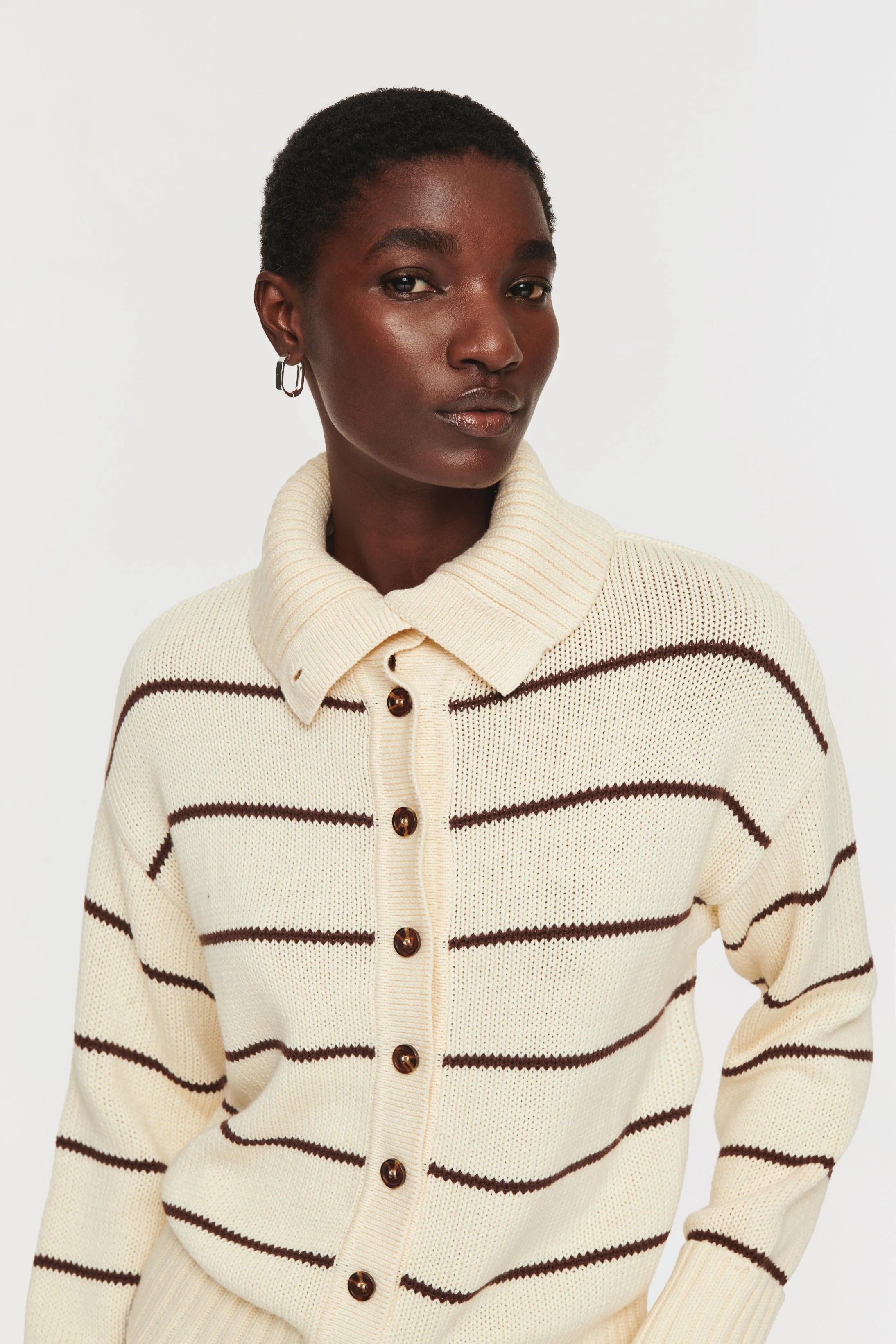 ALIGNE Button Up Cardigan - Beige | Sawyer | Aligne UK