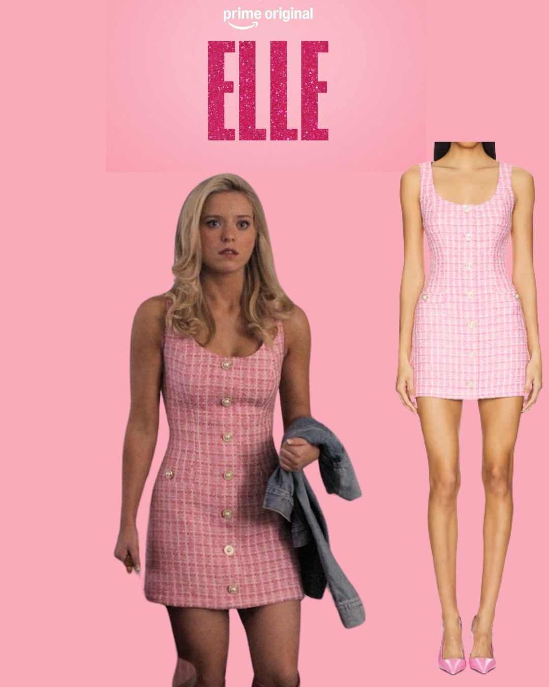 Elle wearing a pink tweed mini dress

#LTKdayinmylife #LTKootd #LTKPetite