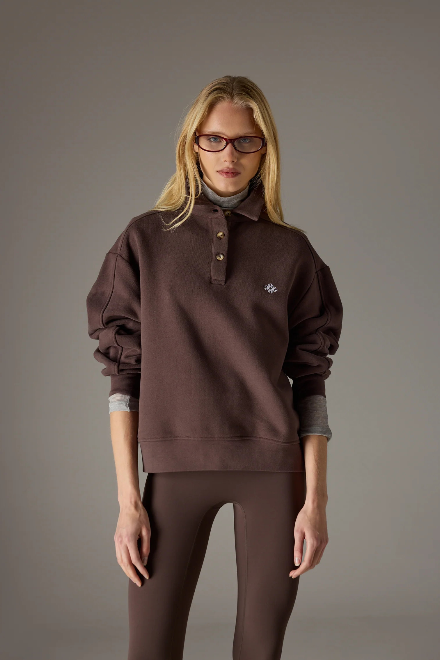 EMBLEM EMBROIDERED RUGBY POLO - CHOCOLATE | The Couture Club