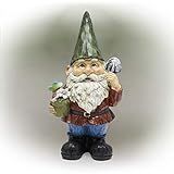 Alpine Corporation Garden Gnome Statue with Flower Pot, Indoor and Outdoor Décor, 12" Tall (WQA1066) | Amazon (US)