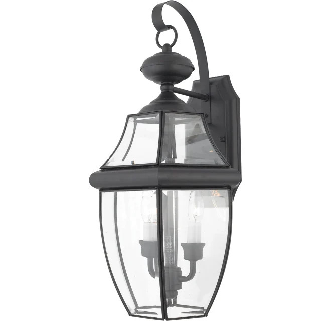 Quoizel Newbury 2 Light 20" Tall Outdoor Wall Sconce with Clear Glass | Build.com, Inc.
