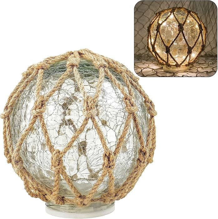 SAILINGSTORY Glass Fishing Float Nautical Lamp Coastal Beach Decor Cracked Glass Ball Night Light... | Amazon (US)