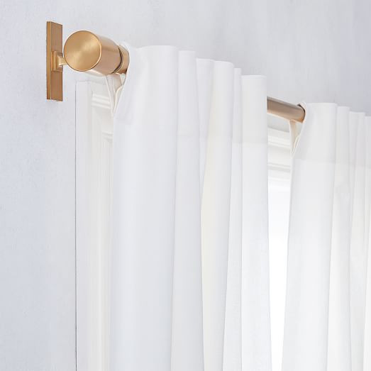 Oversized Adjustable Curtain Rod w/ Cylinder Finials - Antique Brass | West Elm (US)