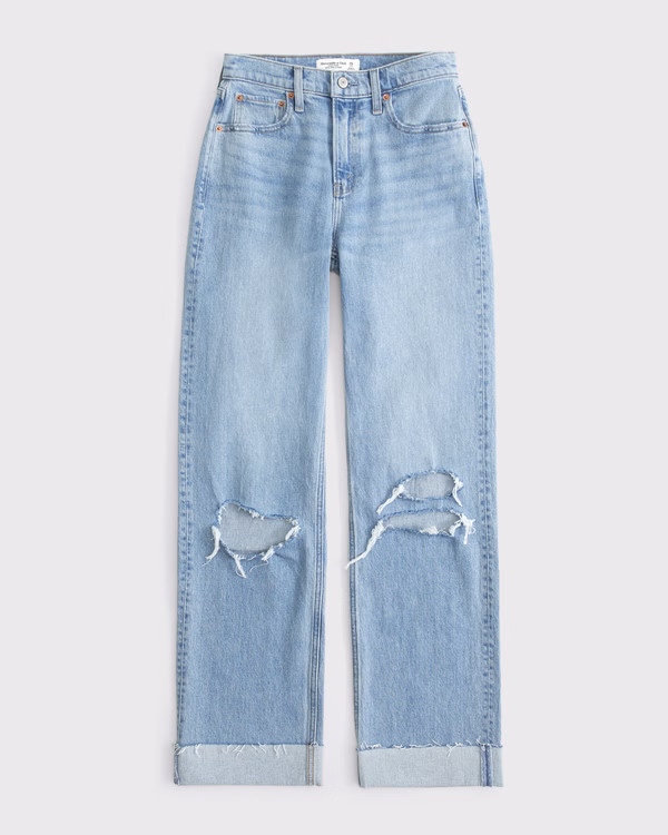 High Rise 90s Relaxed Cuffed Hem Jean | Abercrombie & Fitch (US)