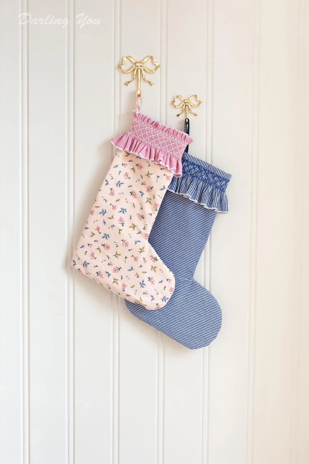 English Smocking Christmas Stocking, Christmas Decorations, Luxury, Gift, Floral Christmas Stocki... | Etsy (US)