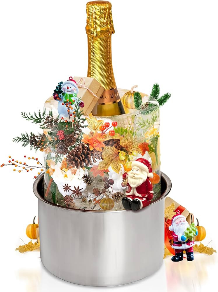Ice Bucket Mold,Ice Mold Wine Bottle Chiller,Champagne Bucket Ice Mold, Flower/Fruits/Any Decorat... | Amazon (US)