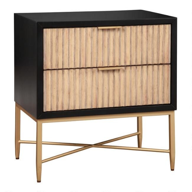 Textured Wood Ashbury Nightstand with Drawers | World Market