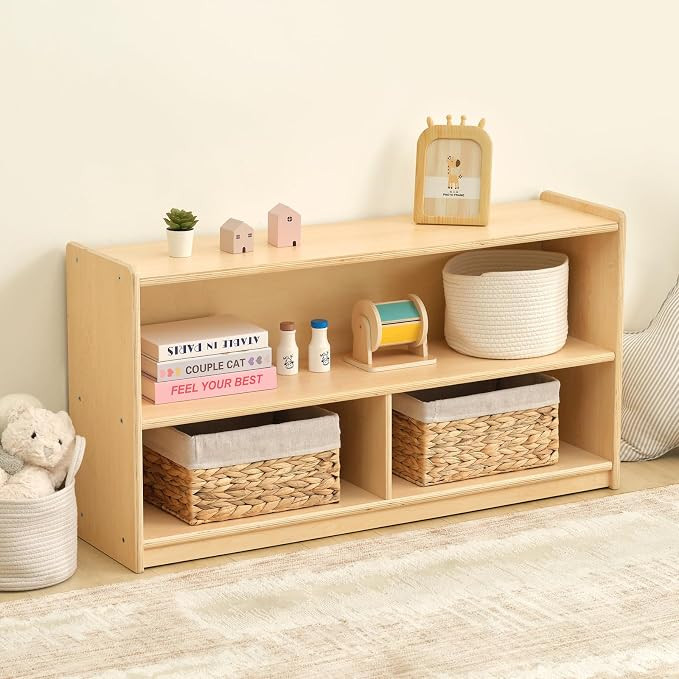 OOOK 2-Shelf Montessori Shelf Toy Organizers and Storage for Kids, 3-Section Wooden Storage Cabin... | Amazon (US)