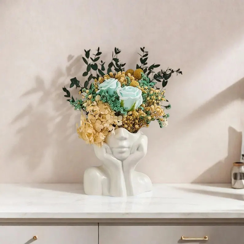 Nordic Ceramic Face Vase: Modern Art Flower Pot, Home Decor | Etsy (US)