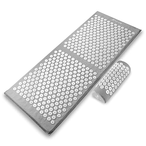 ProsourceFit Acupressure Mat and Pillow Set for Back/Neck Pain Relief and Muscle Relaxation, XL - Grey/White | Amazon (US)