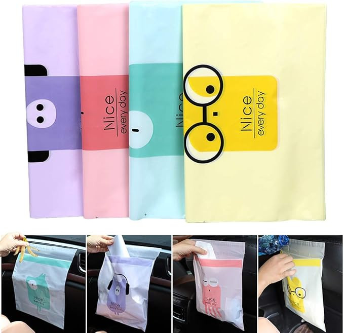 60PCS Easy Stick-On Disposable Car Trash Bag， Leakproof Vomit Bag, Beautiful Kitchen Storage Ba... | Amazon (US)