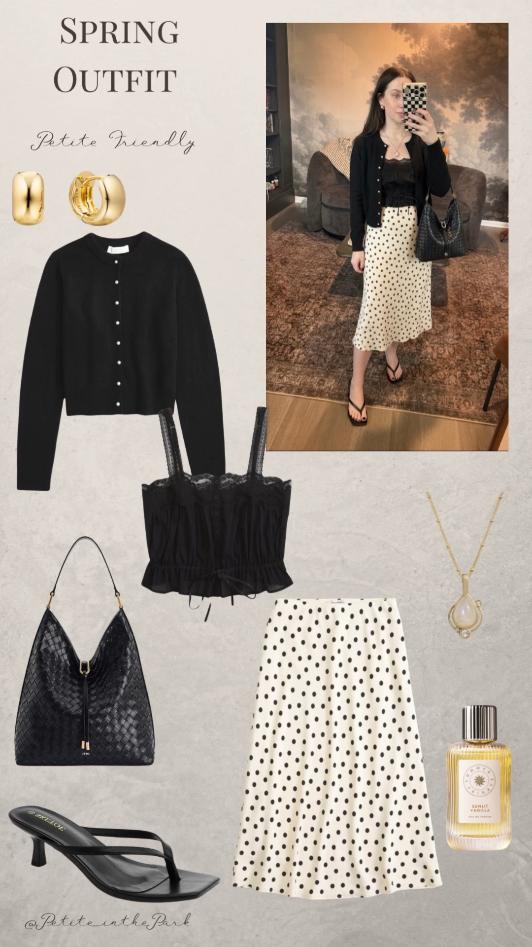 Spring petite outfit  

Spring outfit, spring trends, casual spring outfit, petite spring outfit, spring fashion, spring style, petite style, petite spring style, casual petite outfit,  cardigan, black cardigan, black tank, high waisted skirt , white skirt, polka dot skirt , heels, black heels,  shoulder bag, leather bag, black bag, black purse, gold earrings, gold hoop earrings, gold necklace, minimal jewelry  #casualoutfit #petiteoutifts #springoutfits #springoutfit2026 #springtrends  


#LTKPetite #LTKWorkwear #LTKSeasonal
