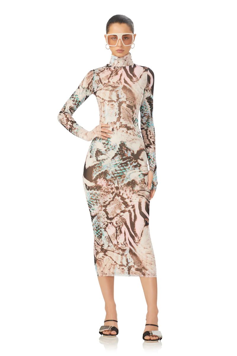 Shailene Dress - Aqua Mixed Animal | ShopAFRM