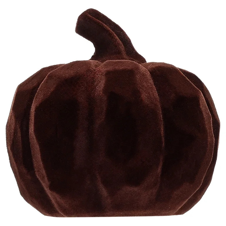 Flocked Resin Pumpkin Tabletop Decoration, Brown, 3", Fall by Way To Celebrate | Walmart (US)