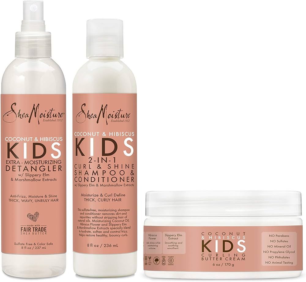 SheaMoisture Kids Extra Moisturizing Detangler, 2-In-1 Curl & Shine Coconut Hibiscus Shampoo & Co... | Amazon (US)