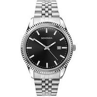 Sekonda Mens Classic King Silver Stainless Steel Bracelet With Black Dial Analogue Watch | Very (UK)