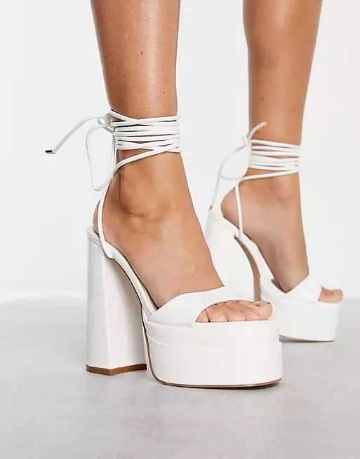 Simmi London platform heeled sandals in white | ASOS | ASOS (Global)