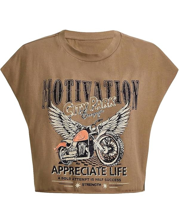 SOLY HUX Women's Y2k Vintage Graphic Short Sleeve Tee Tops Crew Neck Crop Tops for Summer Going O... | Amazon (US)