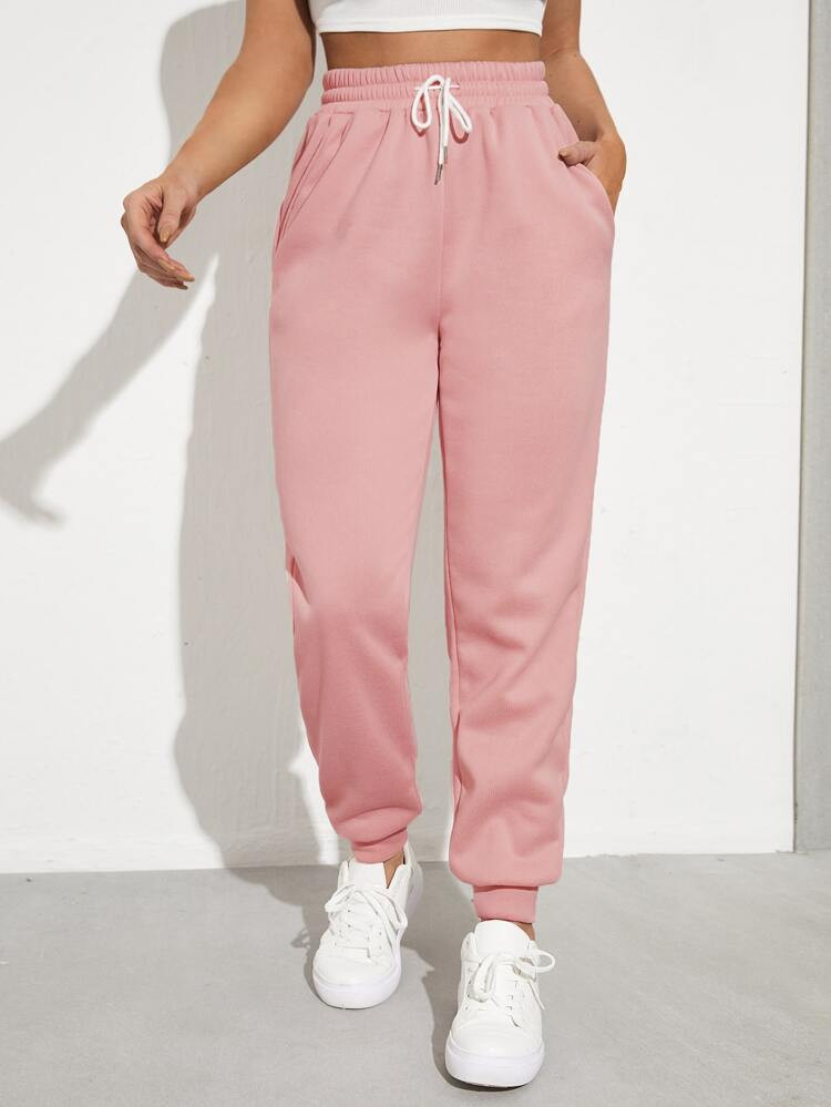 Solid Drawstring Waist Slant Pocket Sweatpants | SHEIN