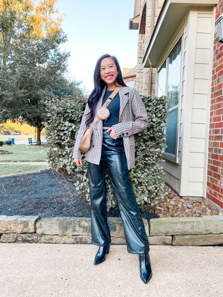 Leather pants (small), fall fashion, fall outfit, fall look, amazon fashion, workwear, faux leather pants, black booties, amazon fall, amazon fall look, plaid blazer, amazon outfit 

#LTKSeasonal #LTKunder50 #LTKstyletip