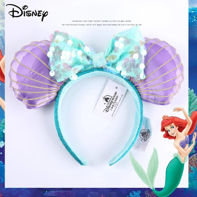 Disney Mickey Ears Ariel Princess Disneyland Beauty Fashion Bowknot Headband Festival Party Decor... | AliExpress (US)