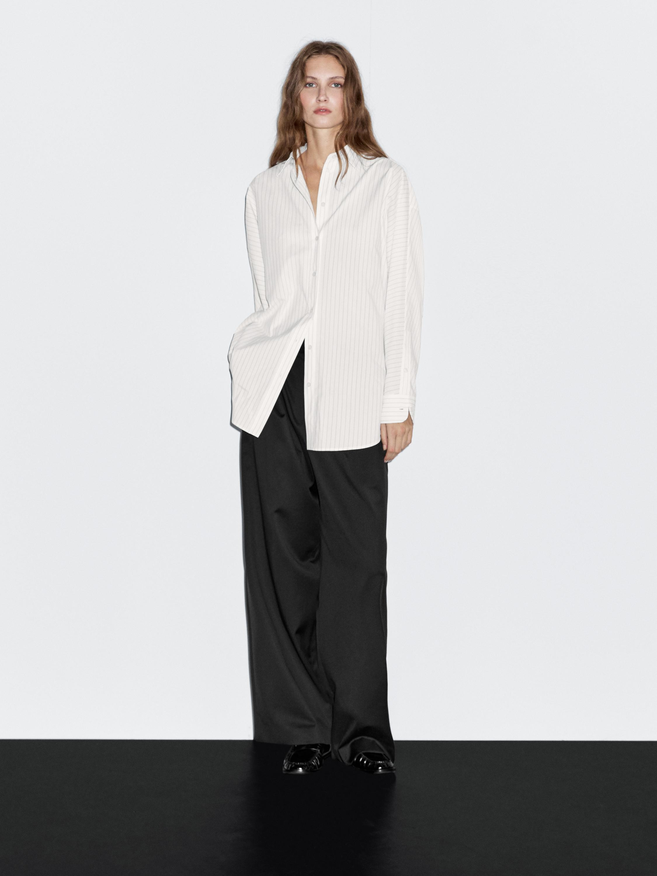 Striped batwing sleeve shirt | Massimo Dutti US