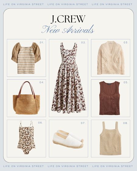 Loving these earth-toned new arrivals from J Crew! Includes a striped top with puff sleeve, tropical floral dress, beach sweater, one-piece swimsuit, tote bag and summery espadrilles. Several of these are currently on sale!
.
#ltksalealert #ltkfindsunder100 #ltkfindsunder50 #ltkover40 #ltkseasonal #ltkmidsize #ltkshoecrush #ltkitbag #ltksalealert

#LTKSaleAlert #LTKFindsUnder100 #LTKSeasonal