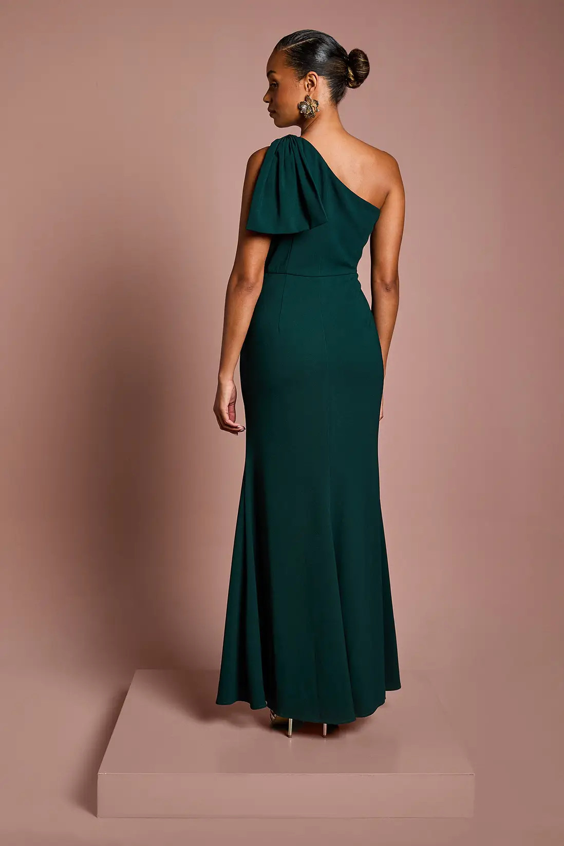 Emerald Coast Honoured Petite Bow One Shoulder Maxi Bridesmaid Dress | Boohoo | Boohoo.com (UK & IE)