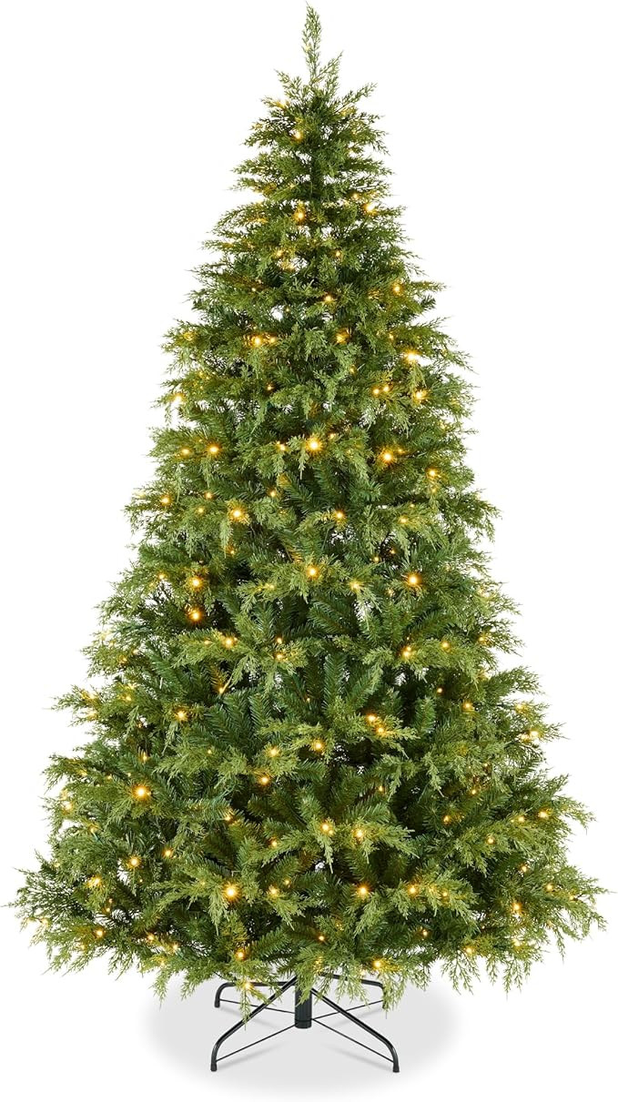 Best Choice Products Pre-Lit Cedar Cypress Christmas Tree w/Twinkling Lights, 9ft Lighted Artific... | Amazon (US)