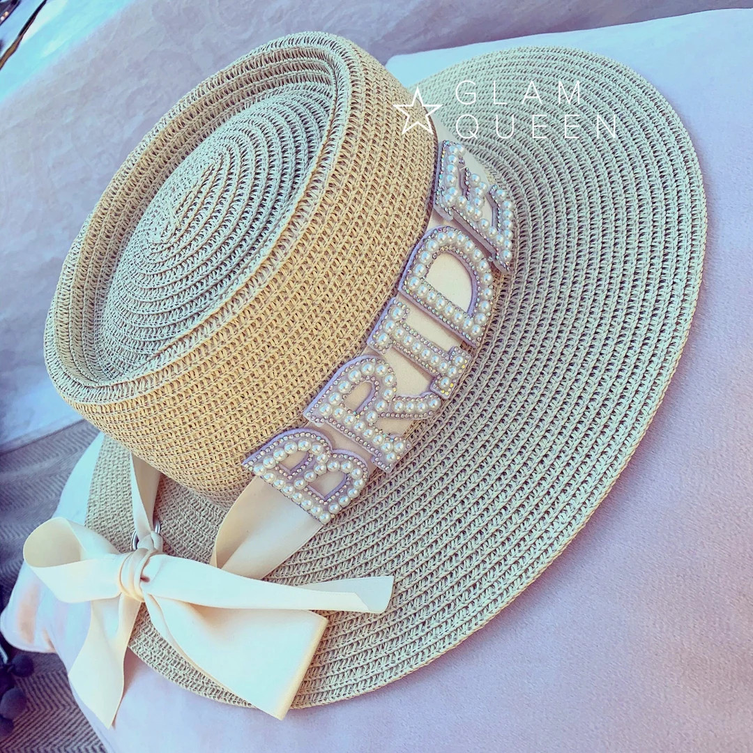 Bride Hat Straw Wedding Hen Party Bachelorette Holiday Panama Beach Sun | Etsy (US)