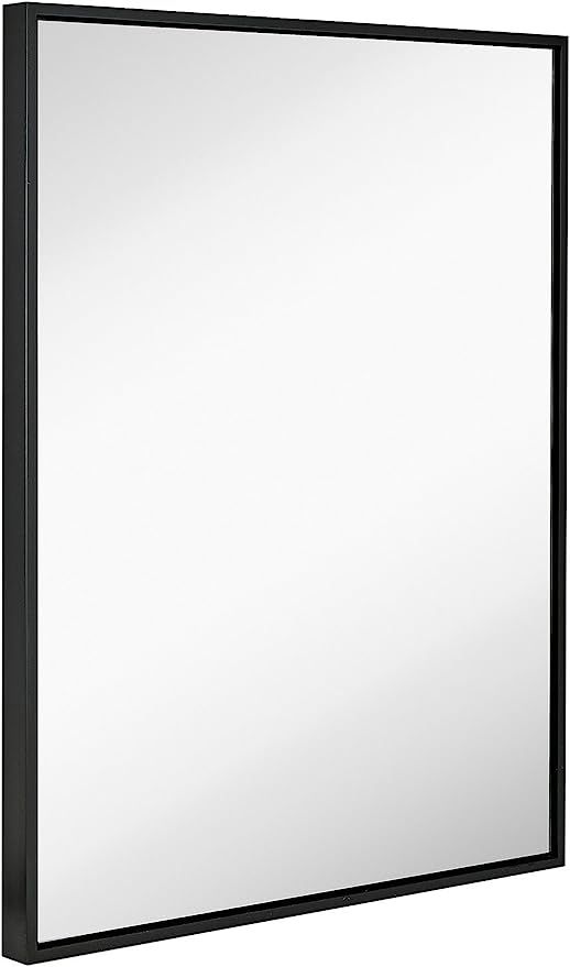 Clean Large Modern Black Frame Wall Mirror | 30" x 40" Contemporary Premium Silver Backed Floatin... | Amazon (US)