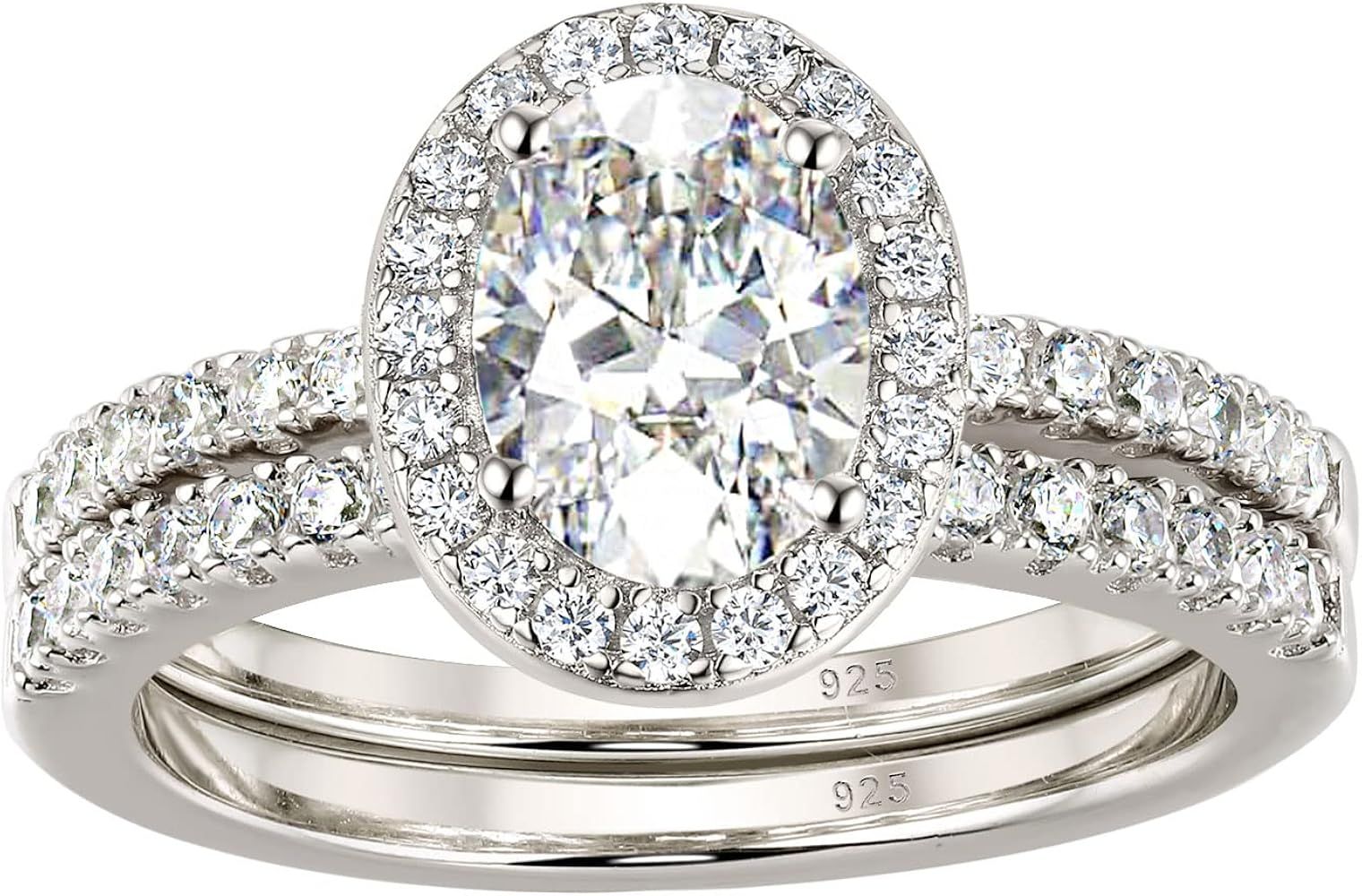Wuziwen 3 Carats Vintage Engagement Wedding Ring Set for Women CZ 925 Sterling Silver Size 4-13 | Amazon (US)