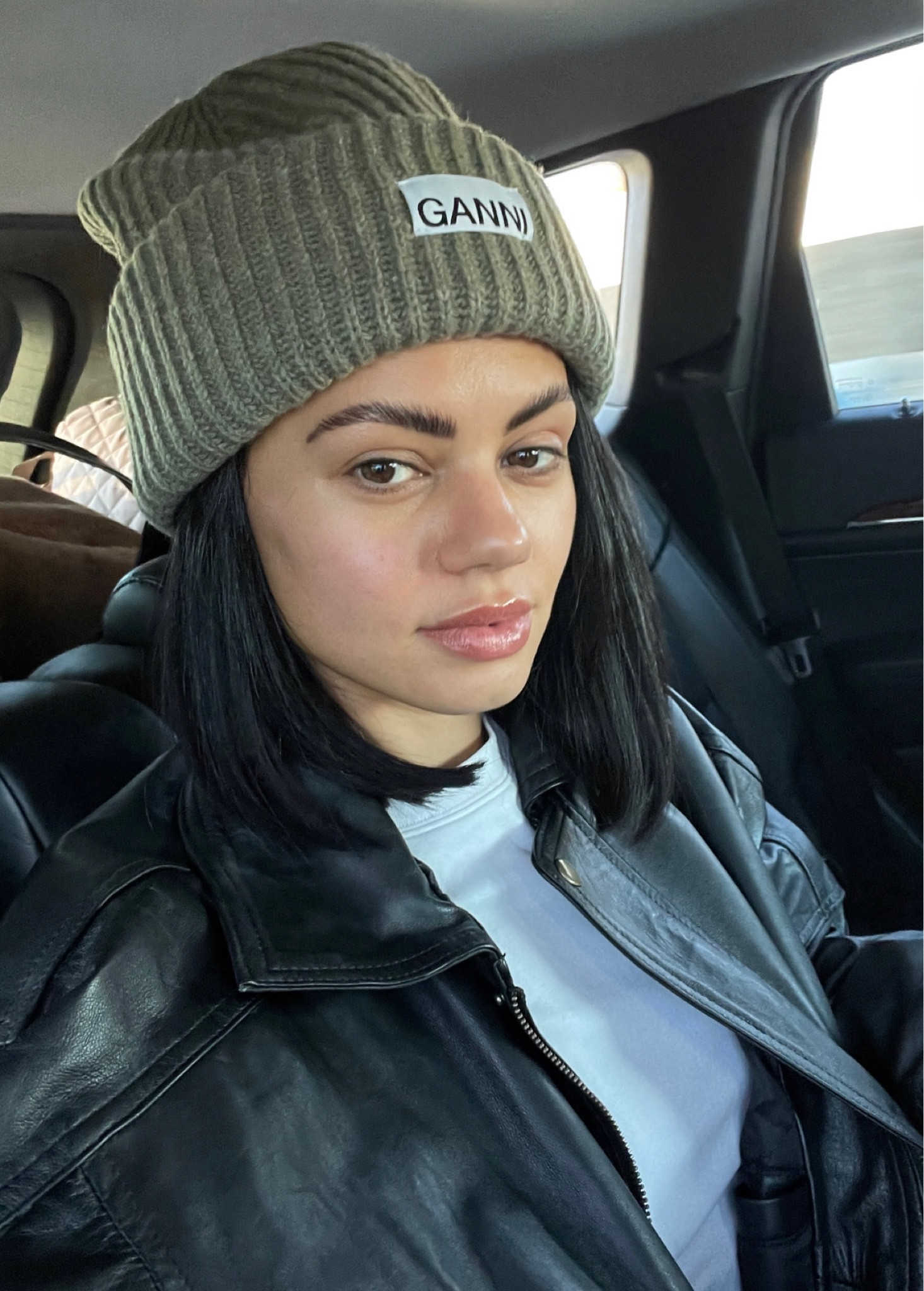 GANNI: Pink Oversized Wool Rib Knit Beanie | SSENSE