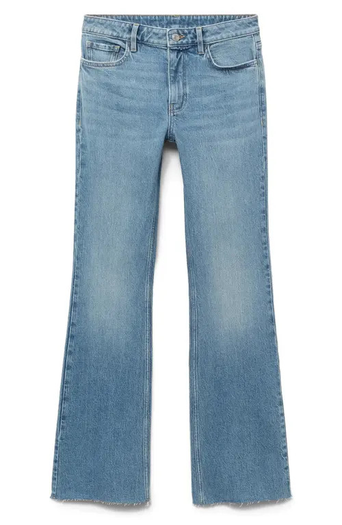 MANGO Fiona Mid Rise Flare Jeans in Medium Blue at Nordstrom, Size 8 | Nordstrom