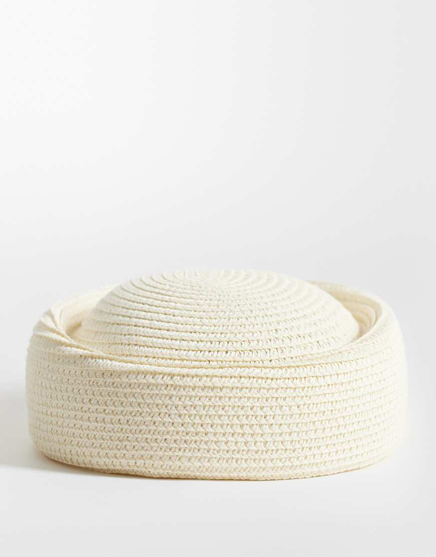 ASOS DESIGN straw pillbox hat in white | ASOS (Global)