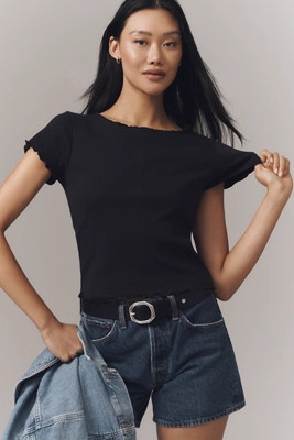 Pilcro Ruffle-Trim Baby Tee | Anthropologie (US)